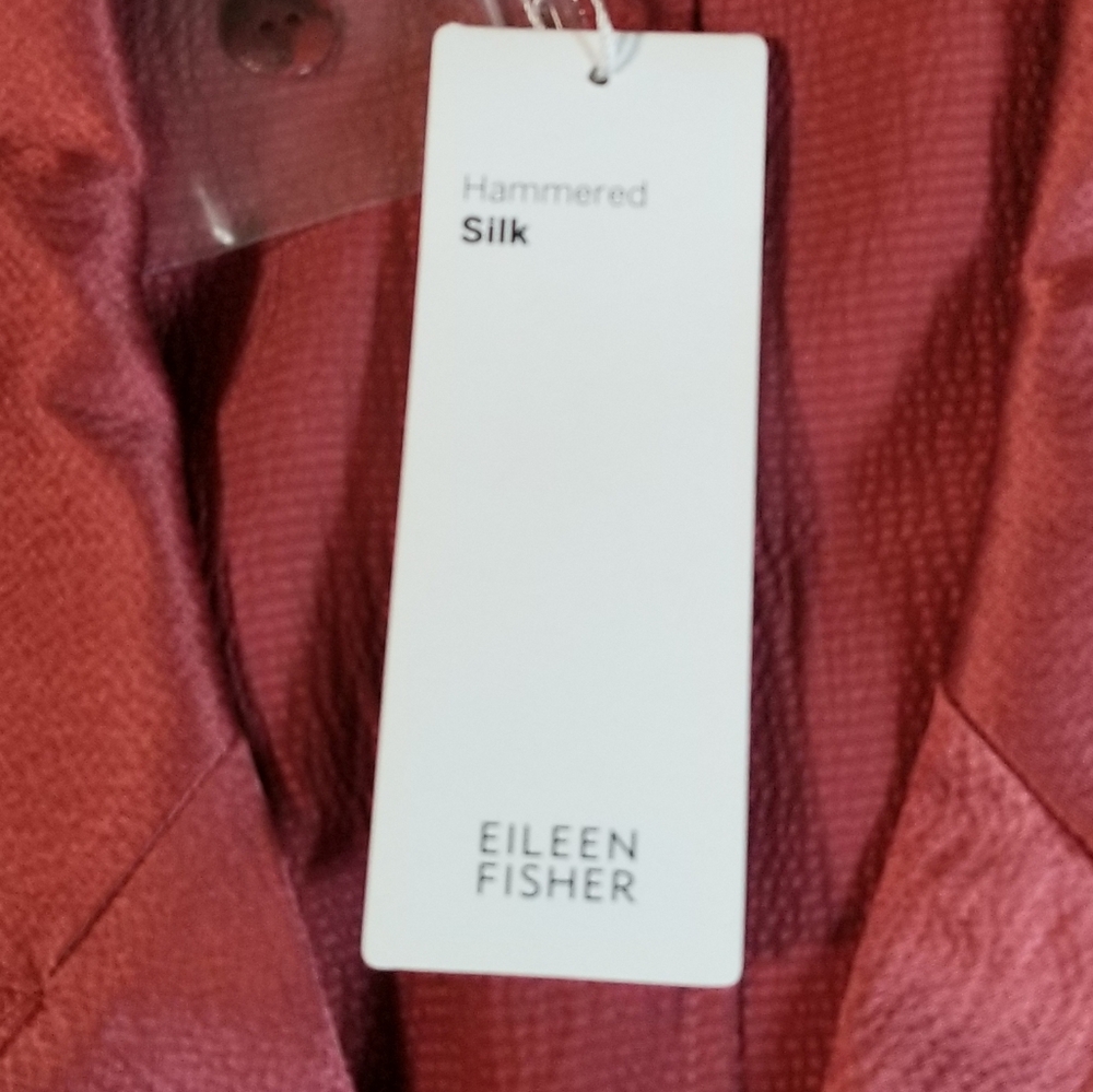 Eileen Fisher Woman NWT Pink Orange (Chuty) Hammered Silk SS Tunic Size 1X/2X - Picture 7 of 10